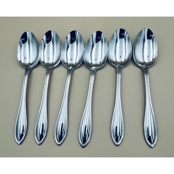 6 pc. Wallace AMERICAN TRADITION Stainless Place Oval Soup Spoons 7.5" Indonesia - Picture 1 of 7